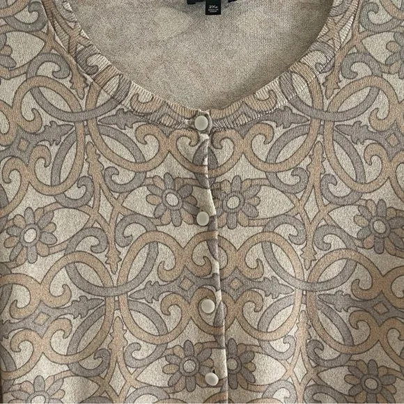 Talbots Women’s Button Down Cardigan 
Metallic Beige Floral Print Size 2X - Picture 5 of 15